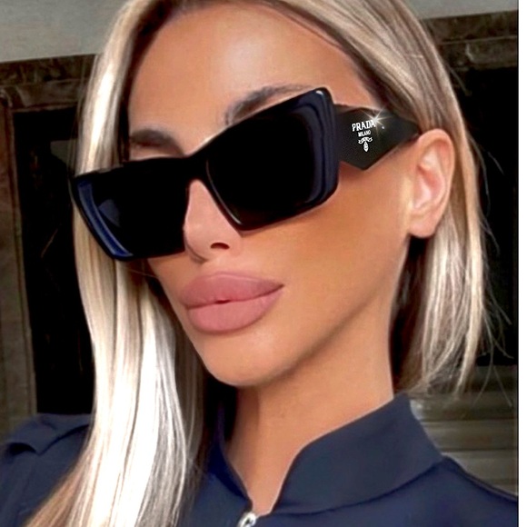 Authentic PRADA Black Rectangular Sunglasses
